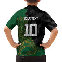 Custom Aotearoa South Africa Rugby Freedom Cup Family Matching Short Sleeve Bodycon Dress and Hawaiian Shirt Kiwi Warriors Haka with King Protea Symbol - Polynesian Pride