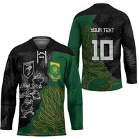 Custom Aotearoa South Africa Rugby Freedom Cup Hockey Jersey Kiwi Warriors Haka with King Protea Symbol - Polynesian Pride