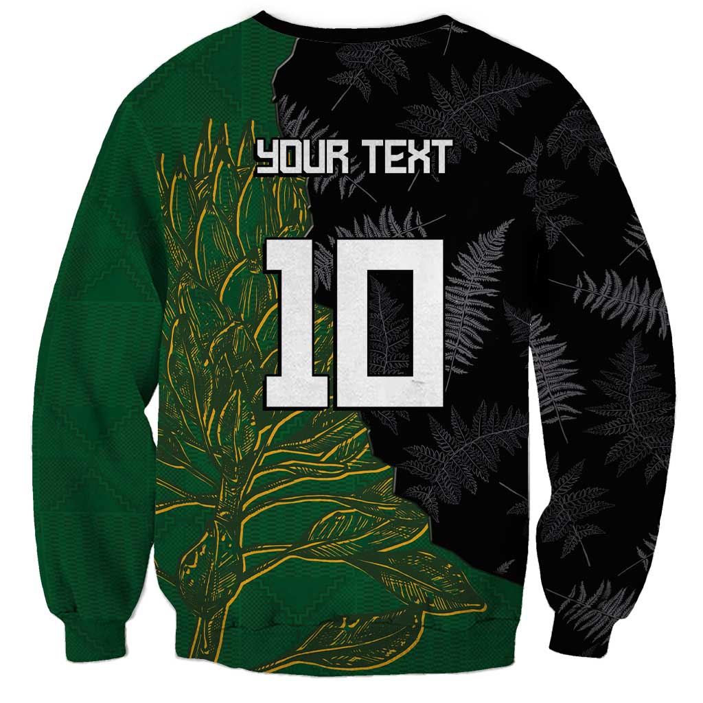 Custom Aotearoa South Africa Rugby Freedom Cup Sweatshirt Kiwi Warriors Haka with King Protea Symbol LT03 - Polynesian Pride