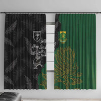 Aotearoa South Africa Rugby Freedom Cup Window Curtain Kiwi Warriors Haka with King Protea Symbol - Polynesian Pride