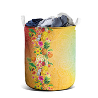 Hawaiian Tropical Fruits and Plants Laundry Basket Kakau Pattern Summer Vibe