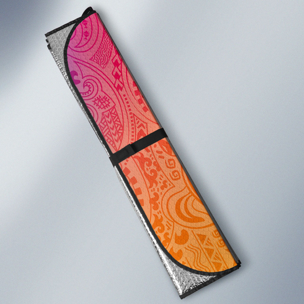 Hawaiian Tropical Fruits and Plants Auto Sun Shade Kakau Pattern Summer Vibe
