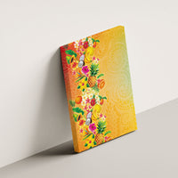 Hawaiian Tropical Fruits and Plants Canvas Wall Art Kakau Pattern Summer Vibe