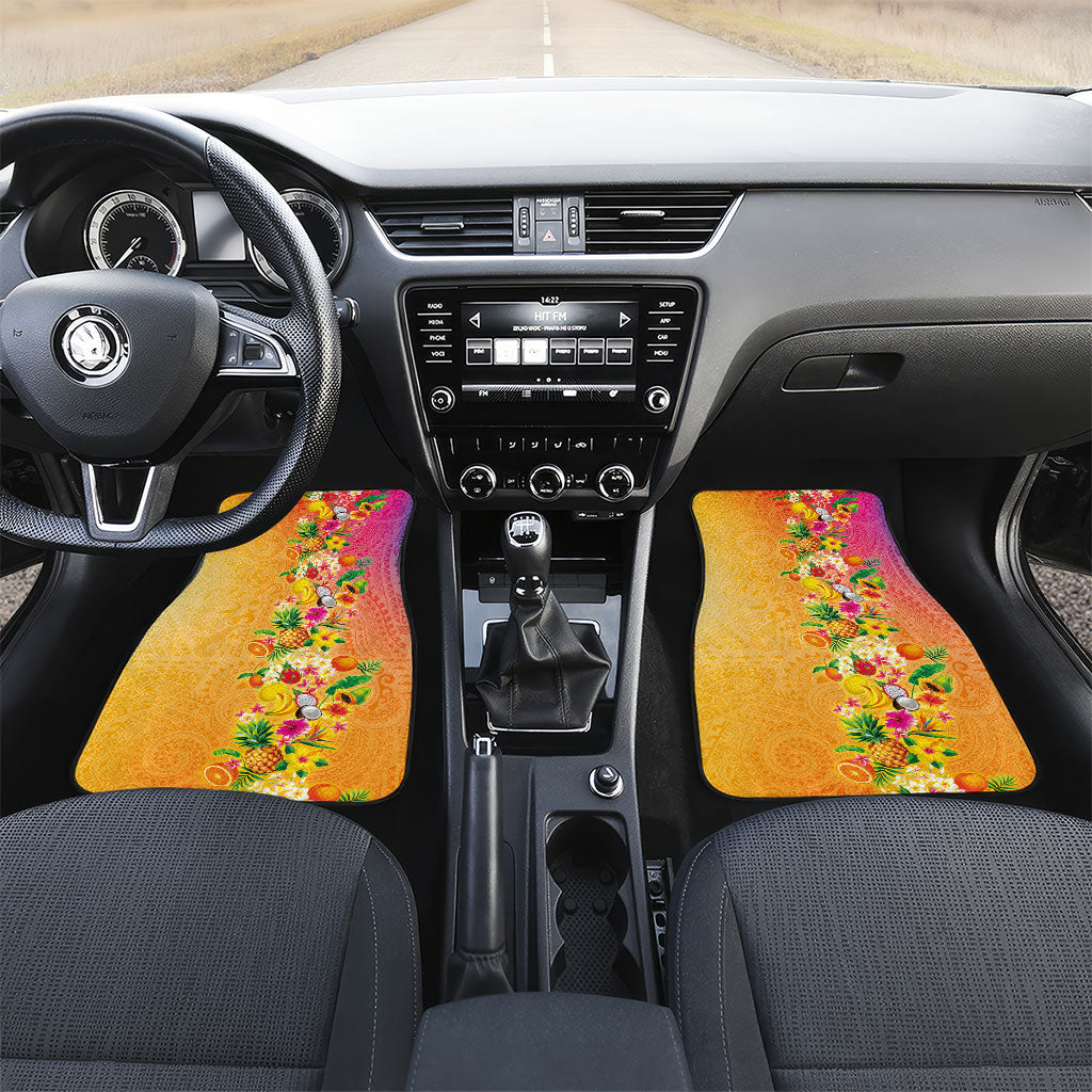 Hawaiian Tropical Fruits and Plants Car Mats Kakau Pattern Summer Vibe