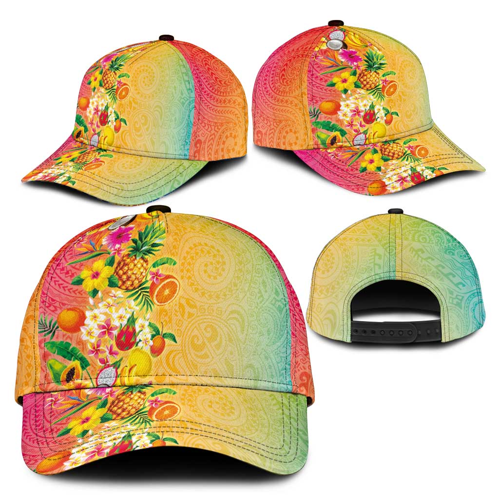 Hawaiian Tropical Fruits and Plants Classic Cap Kakau Pattern Summer Vibe