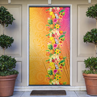 Hawaiian Tropical Fruits and Plants Door Cover Kakau Pattern Summer Vibe