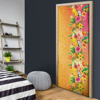 Hawaiian Tropical Fruits and Plants Door Cover Kakau Pattern Summer Vibe