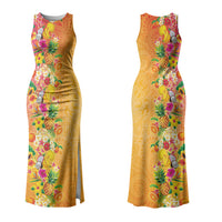 Hawaiian Tropical Fruits and Plants Family Matching Tank Maxi Dress and Hawaiian Shirt Kakau Pattern Summer Vibe