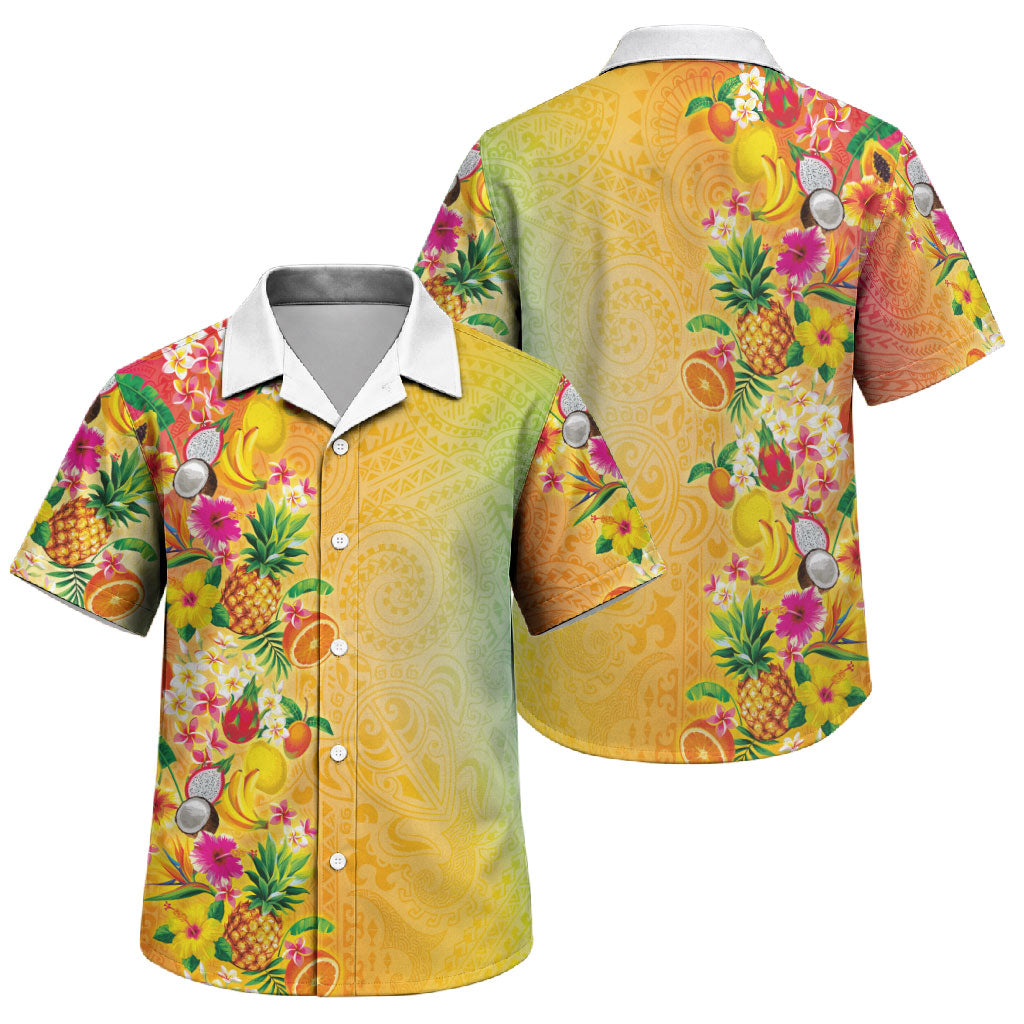 Hawaiian Tropical Fruits and Plants Family Matching Tank Maxi Dress and Hawaiian Shirt Kakau Pattern Summer Vibe