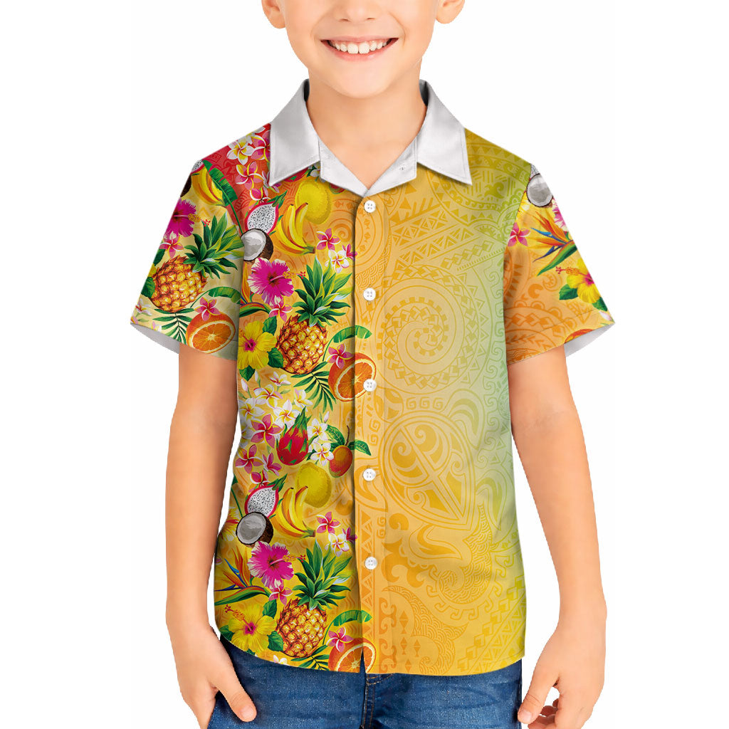 Hawaiian Tropical Fruits and Plants Hawaiian Shirt Kakau Pattern Summer Vibe