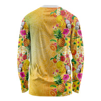 Hawaiian Tropical Fruits and Plants Long Sleeve Shirt Kakau Pattern Summer Vibe