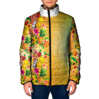 Hawaiian Tropical Fruits and Plants Padded Jacket Kakau Pattern Summer Vibe