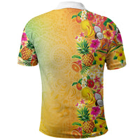 Hawaiian Tropical Fruits and Plants Polo Shirt Kakau Pattern Summer Vibe