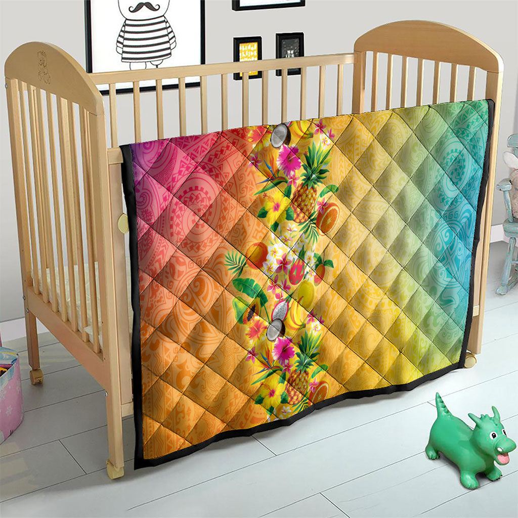 Hawaiian Tropical Fruits and Plants Quilt Kakau Pattern Summer Vibe