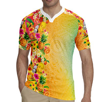 Hawaiian Tropical Fruits and Plants Rugby Jersey Kakau Pattern Summer Vibe