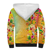 Hawaiian Tropical Fruits and Plants Sherpa Hoodie Kakau Pattern Summer Vibe