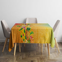 Hawaiian Tropical Fruits and Plants Tablecloth Kakau Pattern Summer Vibe