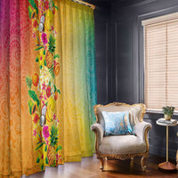 Hawaiian Tropical Fruits and Plants Window Curtain Kakau Pattern Summer Vibe