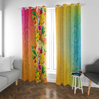 Hawaiian Tropical Fruits and Plants Window Curtain Kakau Pattern Summer Vibe