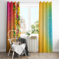 Hawaiian Tropical Fruits and Plants Window Curtain Kakau Pattern Summer Vibe
