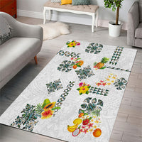 Hawaiian Quilts Area Rug Tropical Fruits and Plants
