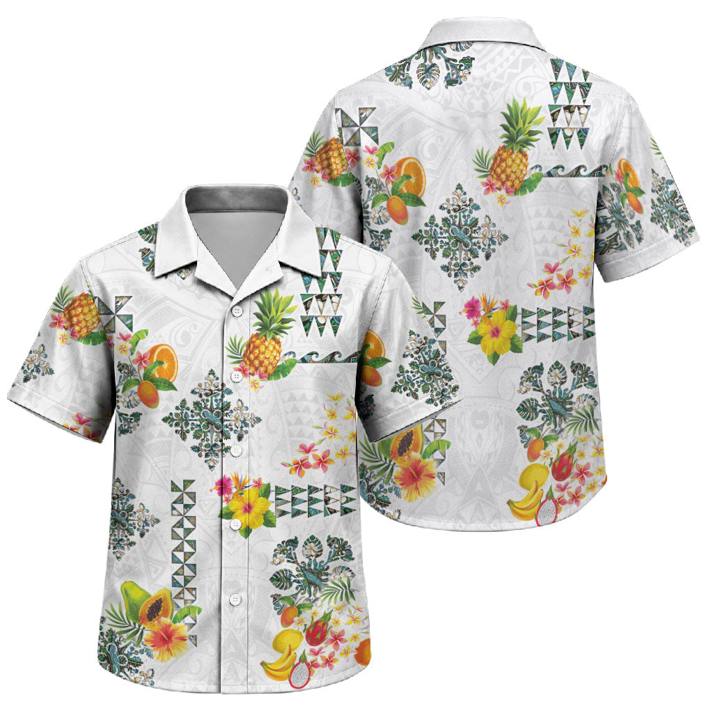 Hawaiian Quilts Family Matching Long Sleeve Bodycon Dress and Hawaiian Shirt Tropical Fruits and Plants