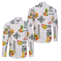 Hawaiian Quilts Family Matching Off Shoulder Short Dress and Hawaiian Shirt Tropical Fruits and Plants