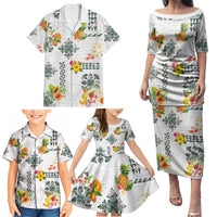 Hawaiian Quilts Family Matching Puletasi and Hawaiian Shirt Tropical Fruits and Plants