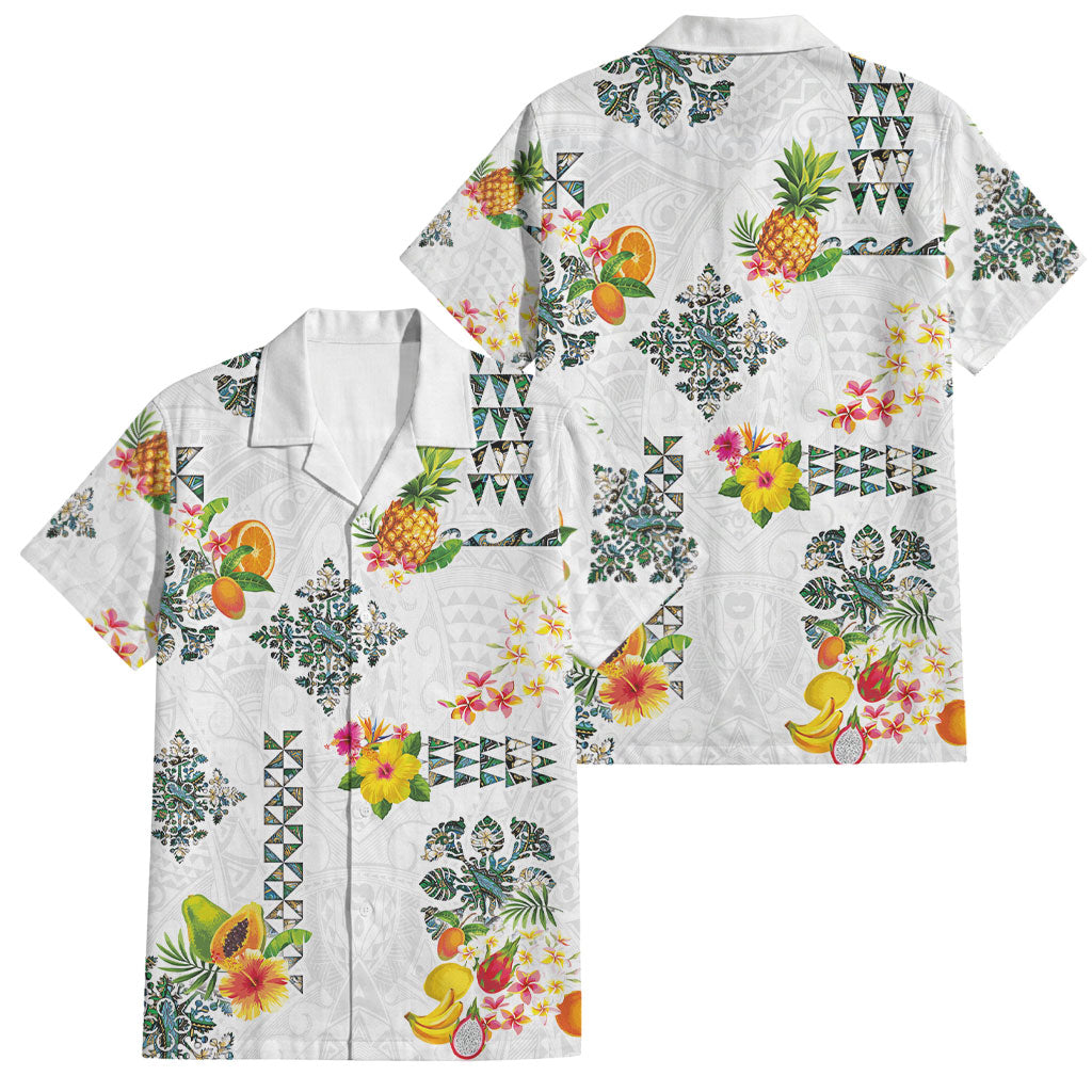 Hawaiian Quilts Family Matching Puletasi and Hawaiian Shirt Tropical Fruits and Plants