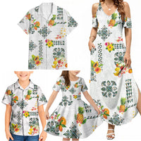 Hawaiian Quilts Family Matching Summer Maxi Dress and Hawaiian Shirt Tropical Fruits and Plants