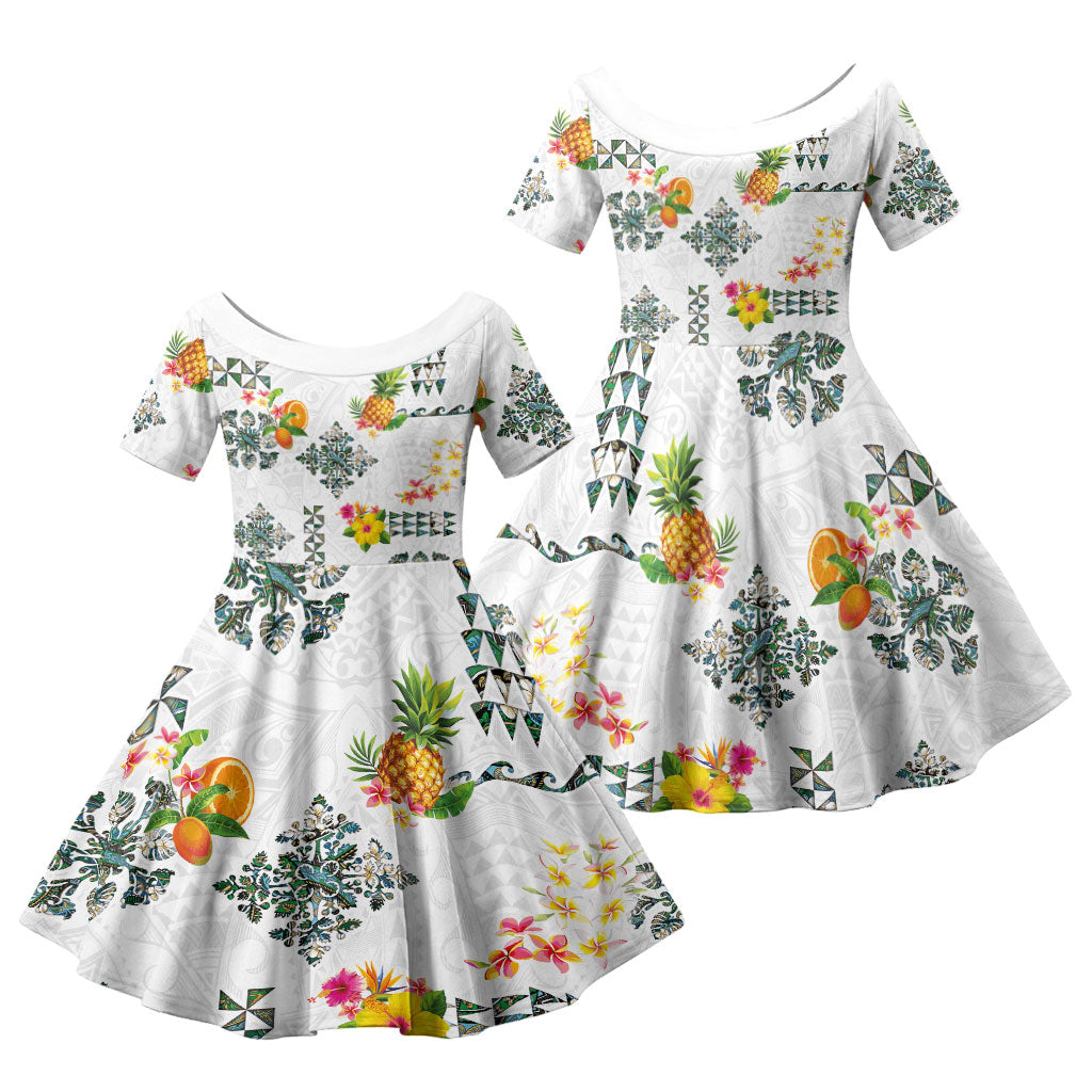 Hawaiian Quilts Family Matching Tank Maxi Dress and Hawaiian Shirt Tropical Fruits and Plants