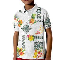 Hawaiian Quilts Kid Polo Shirt Tropical Fruits and Plants