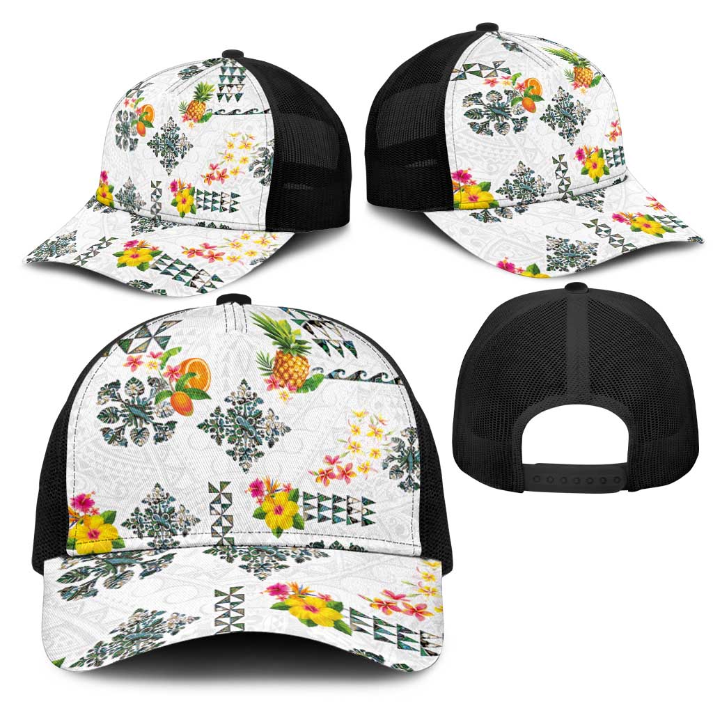 Hawaiian Quilts Mesh Trucker Cap Tropical Fruits and Plants