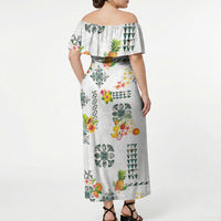 Hawaiian Quilts Off Shoulder Maxi Dress Tropical Fruits and Plants