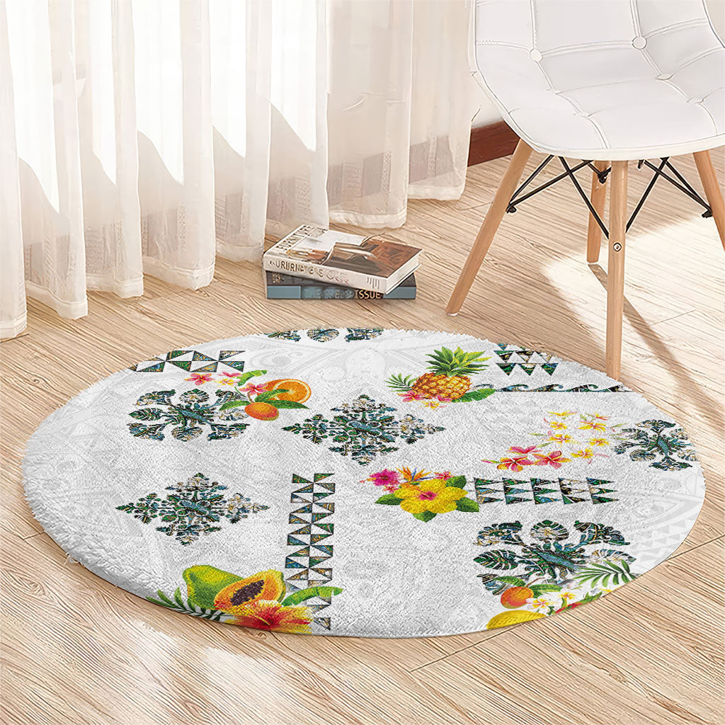 Hawaiian Quilts Round Carpet Tropical Fruits and Plants