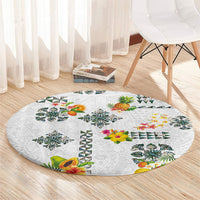 Hawaiian Quilts Round Carpet Tropical Fruits and Plants