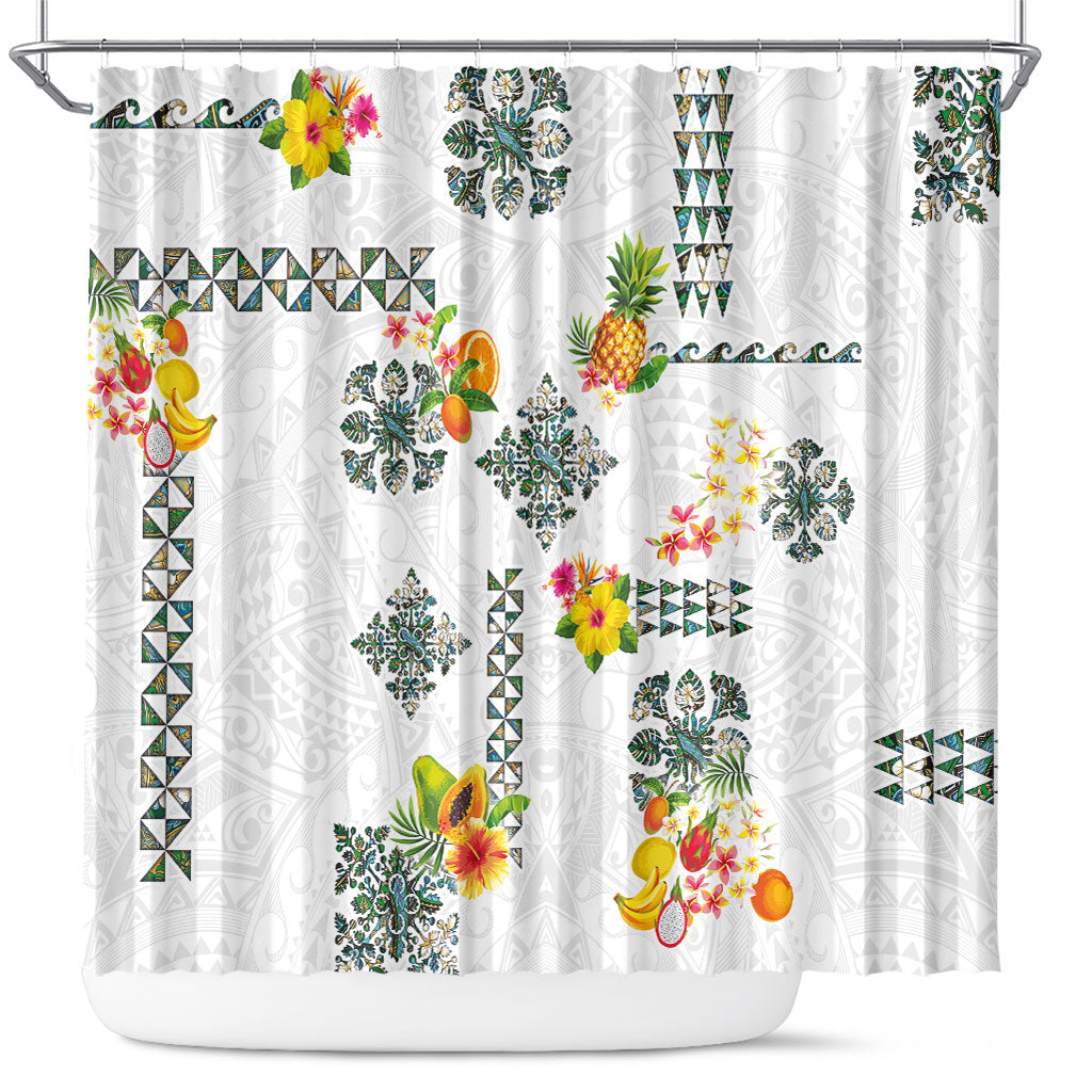 Hawaiian Quilts Shower Curtain Tropical Fruits and Plants