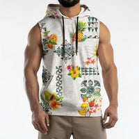 Hawaiian Quilts Sleeveless Hoodie Tropical Fruits and Plants