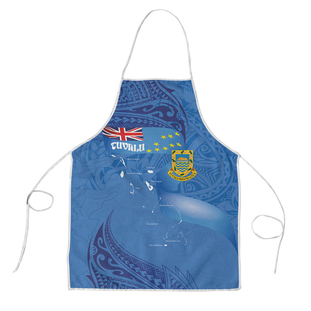 Tuvalu Heritage Apron Map of the Islands and Polynesia Pattern LT03 Blue - Polynesian Pride