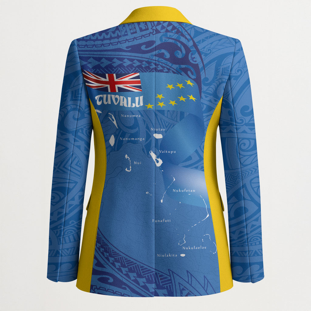 Tuvalu Heritage Blazer Map of the Islands and Polynesia Pattern