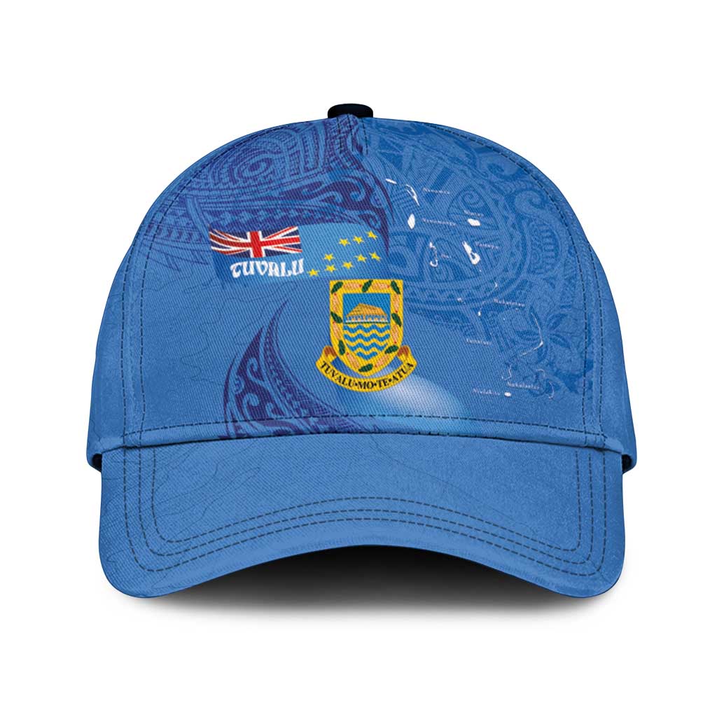 Tuvalu Heritage Classic Cap Map of the Islands and Polynesia Pattern LT03 Universal Fit Blue - Polynesian Pride