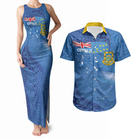 Tuvalu Heritage Couples Matching Tank Maxi Dress and Hawaiian Shirt Map of the Islands and Polynesia Pattern