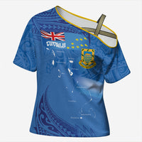 Tuvalu Heritage Cross Shoulder Shirt Map of the Islands and Polynesia Pattern