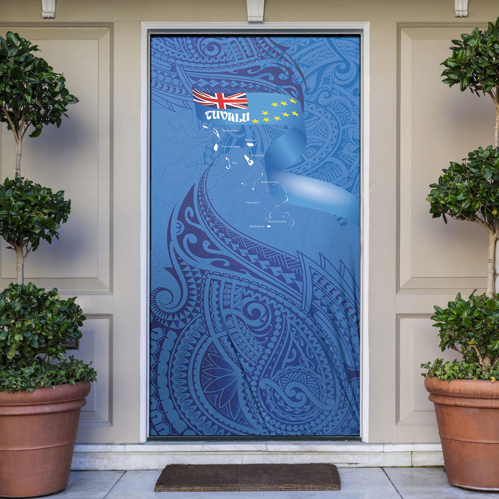 Tuvalu Heritage Door Cover Map of the Islands and Polynesia Pattern