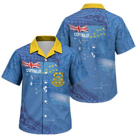 Tuvalu Heritage Family Matching Summer Maxi Dress and Hawaiian Shirt Map of the Islands and Polynesia Pattern