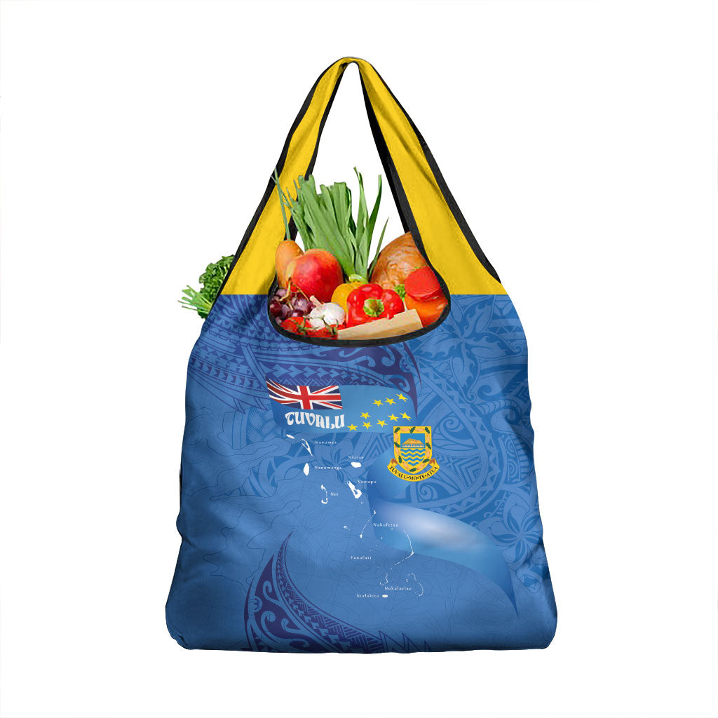 Tuvalu Heritage Grocery Bag Map of the Islands and Polynesia Pattern