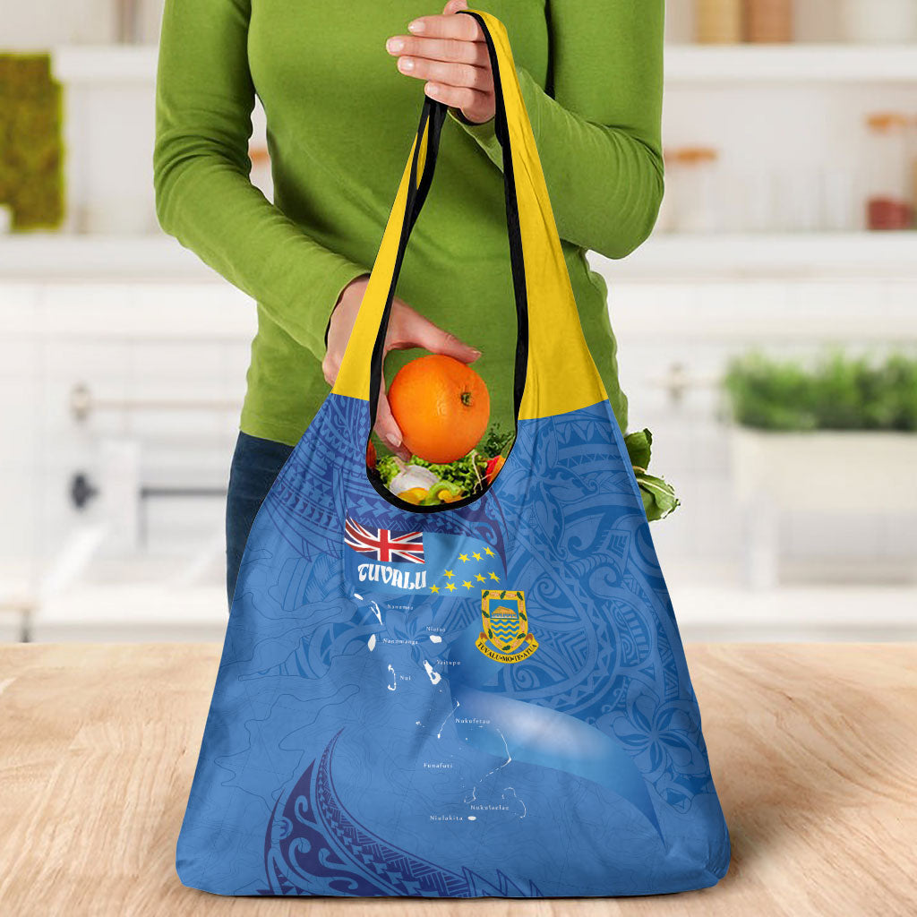Tuvalu Heritage Grocery Bag Map of the Islands and Polynesia Pattern