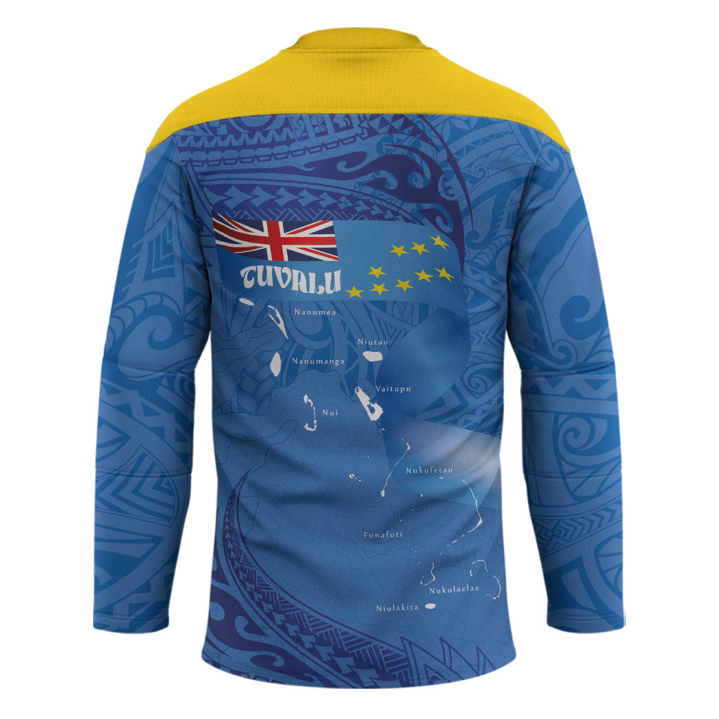 Tuvalu Heritage Hockey Jersey Map of the Islands and Polynesia Pattern