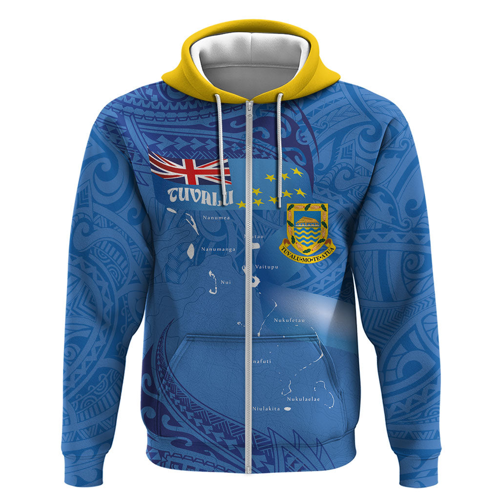 Tuvalu Heritage Hoodie Map of the Islands and Polynesia Pattern