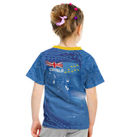 Tuvalu Heritage Kid T Shirt Map of the Islands and Polynesia Pattern